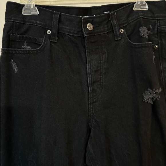 * ❤️OLD NAVY LIGHTLY DISTRESSED  BLACK HIGH-RISE/SLOUCHY STRAIGHT JEANS  6 TALL - Picture 2 of 7